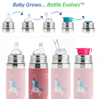 Plastfri drikkeflaske med sippy tut for barn og baby - 325ml Rosa unicorn