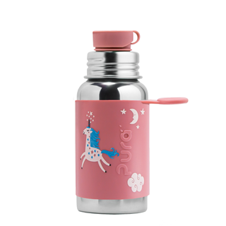 Plastfri drikkeflaske for barn - Pura Sport 550 ml i rustfritt stål - Unicorn
