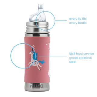 Plastfri drikkeflaske med sippy tut for barn og baby - 325ml Rosa unicorn
